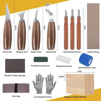 Wood Carving Tools, 26 PCS Wood Whittling kit for Beginners, Wood Carving Knife Set, Premium Whittling Knives Set for All Levels, Professional Woodworking Tools Kit