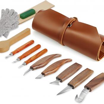 Wood Carving Tools Whittling Kit- Woodworking Kit Large Whittling Kit, Deluxe Spoon Carving Knife Kits for Beginners, 13 Knives Set with Leather Case