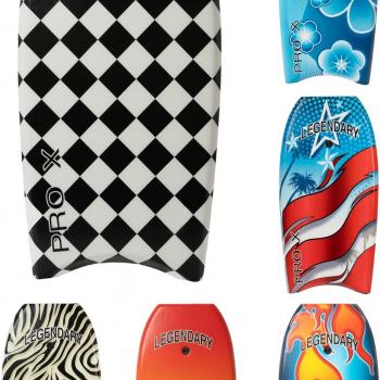 Legendary Pro X Bodyboard for Beach with Hard Slick Bottom, Boogie Boards for Kids & Adults, Heat Sealed with EPS Core, Leash