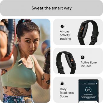 Fitbit Inspire 3 Fitness Tracker – Advanced Health Insights with Stress Management, Workout Intensity & Sleep Tracking, 24/7 Heart Rate, Includes Small and Large Classic Bands - Midnight Zen/Black