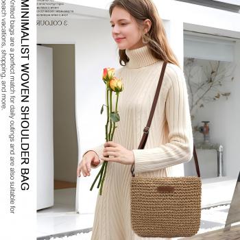 Straw Clutch Bags for Women Shoulder Bag Crossbody Bag Summer Beach Straw Bag Hand-Woven