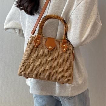 Cross Body Handbags for Women Straw Woven Beach Bag 2024 Summer Handmade Purses Wicker Rattan Bag Holiday