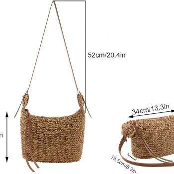 Ayliss Women Straw Handbag Purse Small Summer Beach Handmade Crossbody Shoulder Tote Handbag Handwoven Beach Straw Bag