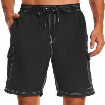 HODOSPORTS Men's 9" Swim Trunks Quick-Dry with Compression Liner (Regular&Extended Sizes)