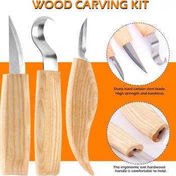 Wood Whittling Kit 6PCS Professional and High Performance Stainless Steel Tools Set  for Beginner Carving for Adults and Kids Beginners Wood Carving Kit Set