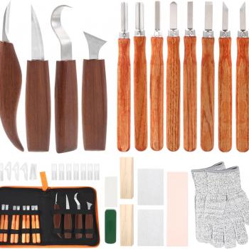 Wood Carving Tools, Wood Carving Kit, 33 PCS Wood Whittling kit Hand Carving Knife Set, Wood Carving Tools Kit with Tools and Carving Knifes for Beginners Whittling Kit for Kids Adults Woodworking DIY