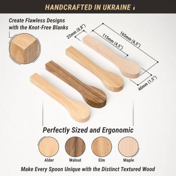 BeaverCraft BB3 Spoon Carving Kit Wood Carving Spoon Blank Wood for Whittling Unfinished Wood Blocks Carving Blanks Hobby Wood Carving Blocks Wooden Blank for Carving (Alder, Walnut, Elm, Maple)