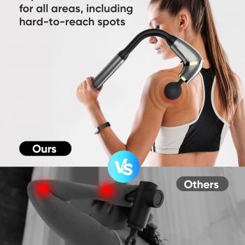 Massage Gun Deep Tissue with Upgraded Extension Handle, Back Massage Gun for Athletes for Pain Relief with LCD Screen, Percussion Massager with 4 Massage Heads, 3 Modes & 6 Speed Levels, Grey