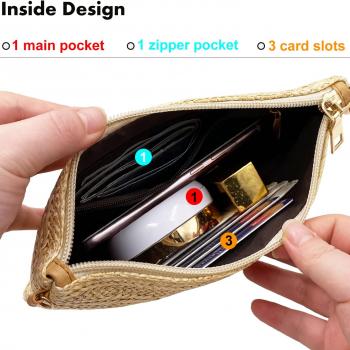 Beurlike Straw Clutch Purses for Women Beach Wristlet Wallet Small Cross body bag for Girls