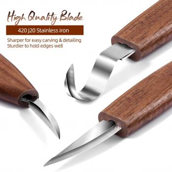 Whittling knife, Wood Carving Tools 5 in 1 Knife Set - Includes Sloyd Knife, Chip Carving knife, Hook Knife, Oblique Knife, Trimming knife Sharpener for Spoon Bowl Cup Kuksa for Kids & Beginners