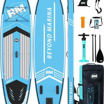 BEYOND MARINA Inflatable Stand Up Paddle Board, 10'6" SUP Paddleboard for Adult, Premium Accessories | Non-Slip 5MM EVA Deck & Foam Handles, Camera Mount, Double Action Pump, 85L Travel Backpack