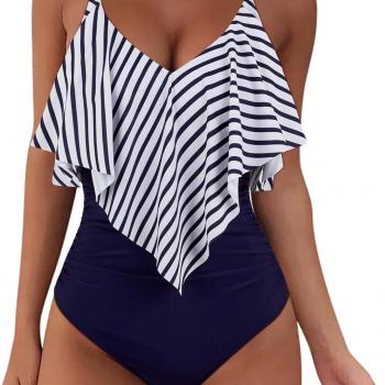 SUUKSESS Women Slimming Ruffle One Piece Swimsuits Ruched Tummy Control Bathing Suits