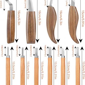 Wood Carving Tools Knife Set, Pack of 15 Wood Carving Chisel Set, Wood Whittling Kit for Beginners with Hook Knife Wood Carving, Whittling Knife Set with Gloves for Kids Adults Woodworking DIY