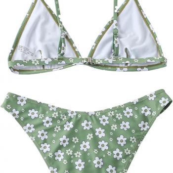 Floerns Women's Two Piece Bathing Suit Floral Print Triangle Bikini Swimsuit