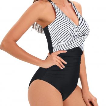 American Trends Swimsuit Women One Piece Tummy Control Bathing Suit for Women Modest V Neck Swimwear