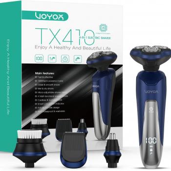 VOYOR Electric Razor for Men Cordless Shavers for Shaving with face sideburn Nose Ear Hair  Rechargeable Wet Dry Waterproof TX410 New (New Version-Blue)