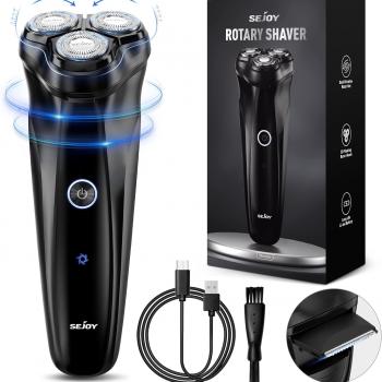 3D Electric Shaver Rotary Shavers,Electric Razor for Men,Rechargeable Electric Razor Shaving Machines, with Pop-up Trimmer,1 Hour Fast Charging,90-Min Shaving,3D Floating Head, LCD Power Indicator