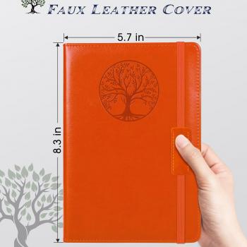 Lined Journal Notebook for Women Men,256 Pages A5 Hardcover Leather Journals for Writing,Travel,Business,Work & School,College Ruled Notebooks for Note Taking,Diary Notepad 5.7"×8.3" orange