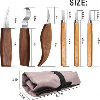 10Pcs Wood Carving Knife Set Beginner Kit, Convenient Tools Set Cut Resistant Gloves Spoon Carving Hook Knife, Wood Carving Whittling Knife, Chip Carving Detail Knife Sandpaper for Woodworking