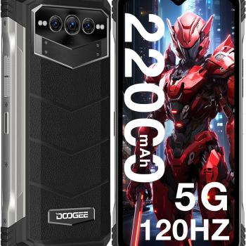 DOOGEE V MAX 5G Rugged Smartphone, 22000mAh Battery 20(12+8) GB+256GB 120Hz 6.6" FHD+ Display Rugged Phones Unlocked,108MP Main Camera Rugged Cell Phone, Dual Hi-res Speakers,Night Vision,NFC/OTG