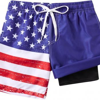 Cozople Boys Swim Trunks Compression Liner Swim Shorts Beach Quick Dry Bathing Suit with Boxer Brief Swimwear 4-10T