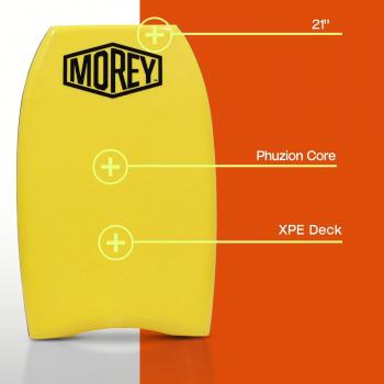 Morey Mini Boogie 21” - PHUZION CORE - XPE Deck - HDPE Slick - Crescent Tail - for bodysurfing, Bodyboarding, kickboarding or Beach