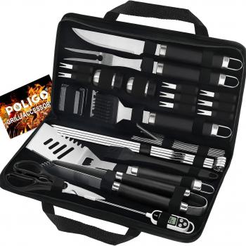 POLIGO 29 PCS BBQ Grill Accessories Stainless Steel BBQ Tools Grilling Tools Set with Storage Bag for Fathers Day Dads Birthday Presents - Camping Grill Utensils Set Ideal Grilling Gifts for Men Women