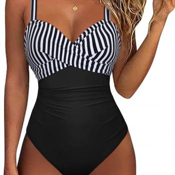 Hilor Women's Underwire One Piece Swimsuits Criss Cross Push Up Bathing Suit Retro Ruched Tummy Control Swimwear