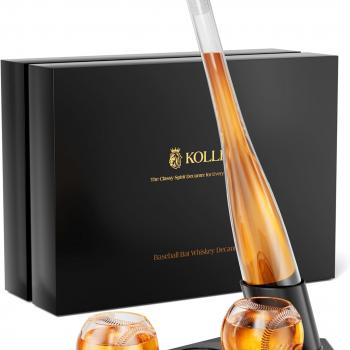 Baseball Gifts for Men, Kollea Whiskey Decanter Sets for Men, 20Oz Baseball Bat Decanter Set with 2 Glasses, Unique Birthday Gift for Men Him Brother Guys Boyfriend Coach, for Liquor Tequila Bourbon