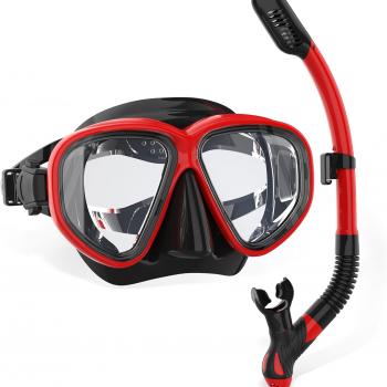 Snorkel Set, Anti-Fog Diving Mask, Comfortable Adult Scuba Mask with Tempered Glass, Men's and Women's Snorkeling Gear