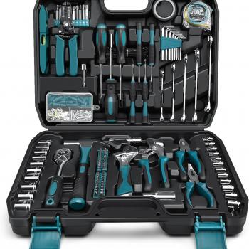 Sundpey Home Tool Kit 281-PCs - Protable Complete Basic Repair General Hand Tool Sets for Men Women - Full Tool Set with Socket Wrench Set & Screwdriver Set & Metric Hex Key & Pliers & Tool Box Case