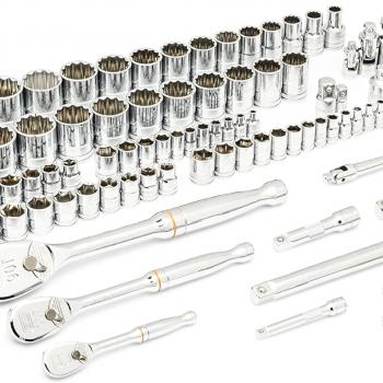 GEARWRENCH 83 Pc. 1/4, 3/8", 1/2" 90-Tooth SAE/Metric Mechanics Tool Set with EVA Foam Tray - 86529