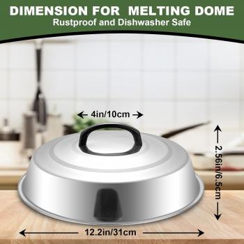 Cheese Melting Dome Set of 2-12 Inch Round Basting Cover - Stainless Steel - Metal Steam Cover - Griddle Accessories for Flat Top Grill Cooking Indoor or Outdoor