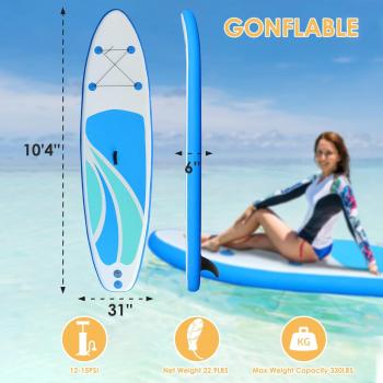 Inflatable Stand Up Paddle Board for Adult All Skill Levels- 10'4" Ultra-Light SUP Paddleboard with Durable Non-Slip Deck and Paddle Board Accessories Fins, Adjustable Paddle, Pump, Backpack, Leash