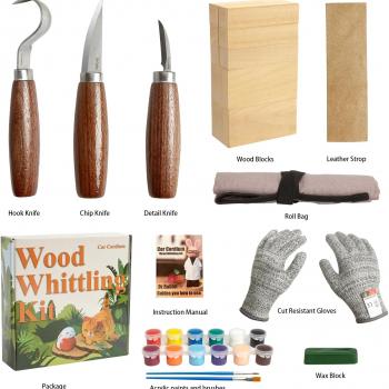 Wood Whittling Knifes with Basswood Carving Blocks Kits Set for Adults and Kids Beginners, Crafts Wood Carving Tools with Gift Box, Widdling Kit for Wood Working