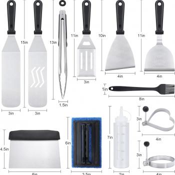 Blackstone Griddle Accessories Kit,16pcs Flat Top Grill Accessories Set for Blackstone and Camp Chef with Spatula,Scraper,Griddle Cleaning Kit &Carry Bag,Great for Outdoor BBQ & Teppanyaki and Camping