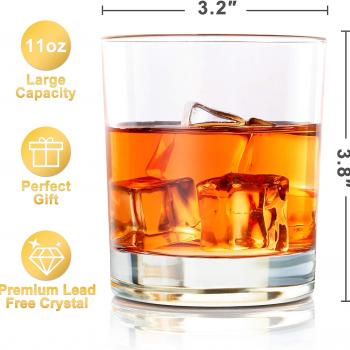 Whiskey Glasses Set of 4-11 OZ Old Fashioned Glasses/Premium Crystal Glasses, Perfect for Whiskey Lovers, Rocks Glasses for Scotch, Bourbon, Liquor, Rum, and Cocktail Drinks - Classic