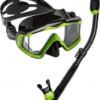 Cressi Panoramic Wide View Mask & Dry Snorkel for Snorkeling, Scuba Diving. Pano 3 + Supernova Dry: Designed in Italy