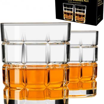 PARACITY Whiskey Glasses Set of 2, Old Fashioned Cocktail Glass, 10 OZ Whiskey Glasses, Bourbon Glasses, Glasses for Scotch, Liquor Vodka, Bourbon, Valentines Day Gifts for Him, Boyfriend