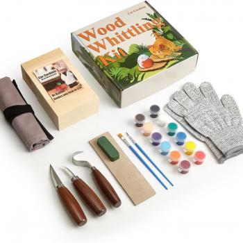 Wood Whittling Knifes with Basswood Carving Blocks Kits Set for Adults and Kids Beginners, Crafts Wood Carving Tools with Gift Box, Widdling Kit for Wood Working