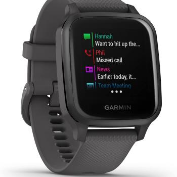 Garmin 010-02427-00 Venu Sq, GPS Smartwatch with Bright Touchscreen Display, Up to 6 Days of Battery Life, Slate Aluminum Bezel with Shadow Gray Case and Slate Silicone Band