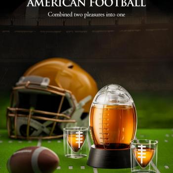 Football Whiskey Decanter Set with 2 Glasses, The Wine Things Whisky Decanter Gift Set, for Liquor Scotch Bourbon Vodka, Gift for Football Fans, Birthday, Christmas Gifts For Him, Men -1100ml/37oz