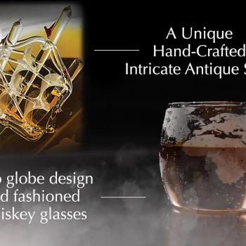 Father's Day Whiskey Decanter Globe Set with 2 Etched Globe Whisky Glasses | Whiskey Stones, Ice Tong, Coasters, Funnel - Gifts For Men Dad, Husband - Liquor, Bourbon, Scotch, Vodka with a Wood Stand