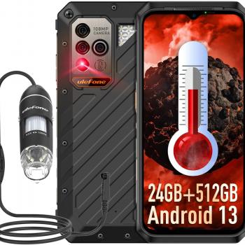 Ulefone Power Armor 18 Ultra & Microscope C01 5G Rugged Phone, Temperature Measurement 108MP Main Camera, 24GB+512GB MTK Dimensity 7050, 9600mAh, QI 15W Wireless Charging, 6.58" Corning Gorilla Screen