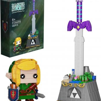 The Master Sword Building Kit with Link Action Figures Building Set, Micro Hyrule Building Blocks Set, Birthday Party Decorations Supplies, Compatible with Lego, Gifts for Fans Kids Adults (562 PCS)