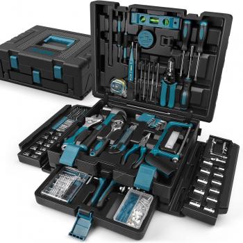 Sundpey 379-PCs Home Tool Kit - Protable Complete Household and Auto Repair Tool Set - Hand General Basic Tool Box Storage Case with Drawer - Full Basic Toolkit for Handyman & Diyer & Homeowner