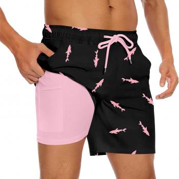 Men's Swim Trunks with Compression Liner Quick Dry Swim Board Shorts