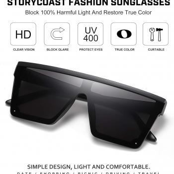 STORYCOAST Oversized Square Sunglasses for Women Men Fashion Siamese Lens Style Flat Top Shield Shades