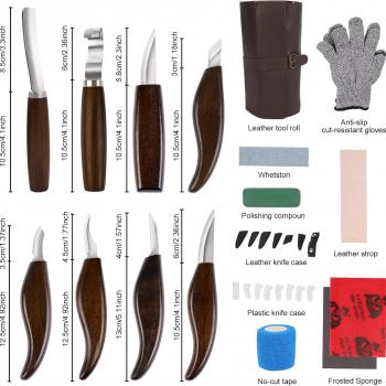 Wood Whittling Kit-Wood Carving Tools Kit with 8 pcs Whittling Knife-Widdling Kit for Spoon, Bowl Or Woodwork-Woodworking Kit Gifts for Men-Wood Carving Knife for Adult Beginners and Profi