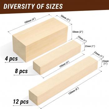 BeaverCraft Basswood Carving Blocks BW24 pcs Whittling Wood Basswood for Carving - Large Wood Carving Blocks 6"х2" Wooden Blocks for Crafts Bass Wood Blank Blocks for Wood Carving - Soft Craft Wood